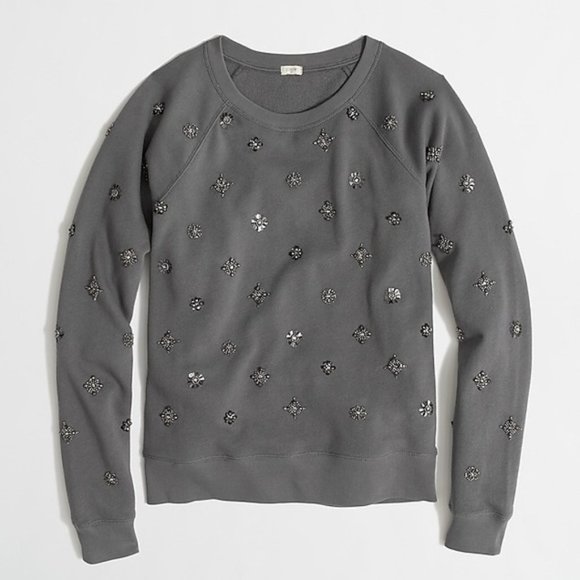 J.Crew Factory Gray Beaded Sweatshirt XS - Picture 1 of 3